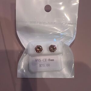 8mm Round Stud Earrings - Champagne Pink